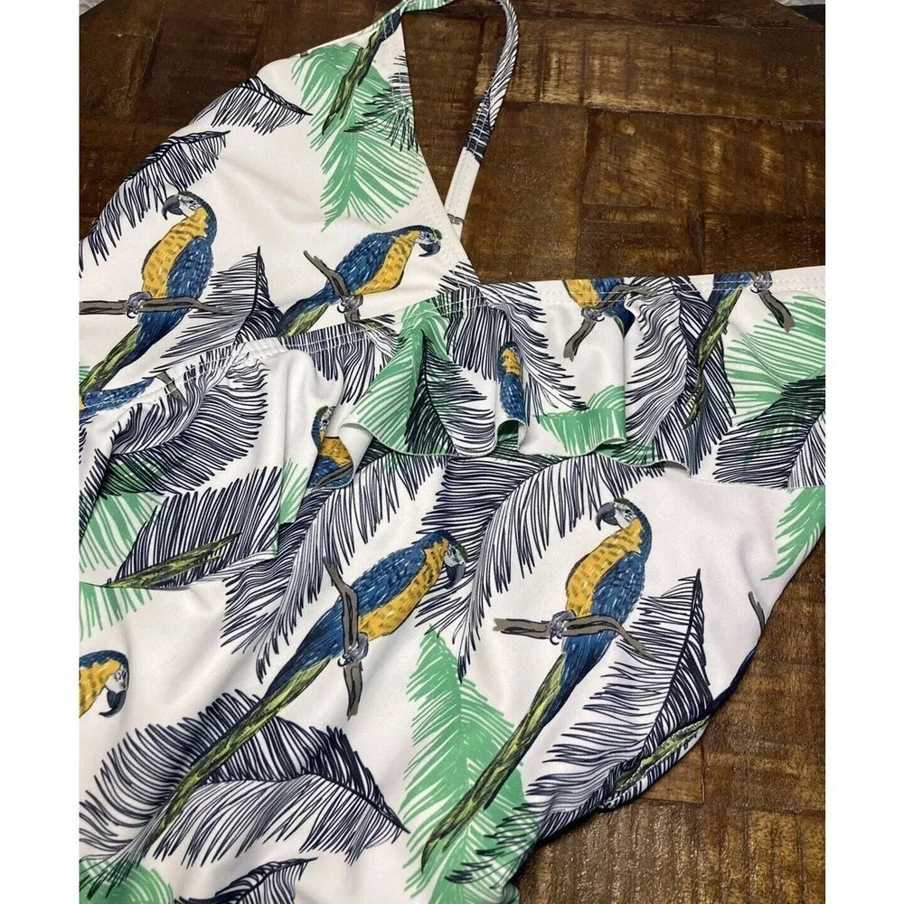 Eomenie Swimsuits Womens Birds Tropical Print One Piece Bathing Suits Small